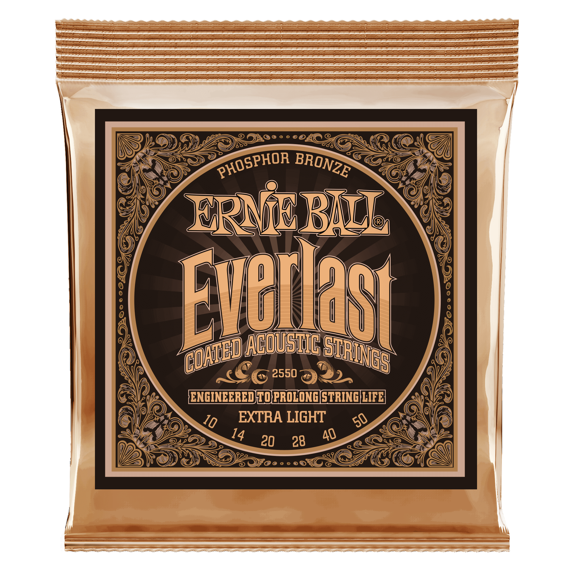 Ernie Ball Everlast Extra Light Coated Phosphor Bronze Acoustic Guitar Strings 10-50 Gauge - Perfect for Beginners & Fingerstyle Players | Long-Lasting Tone & Smooth Playability