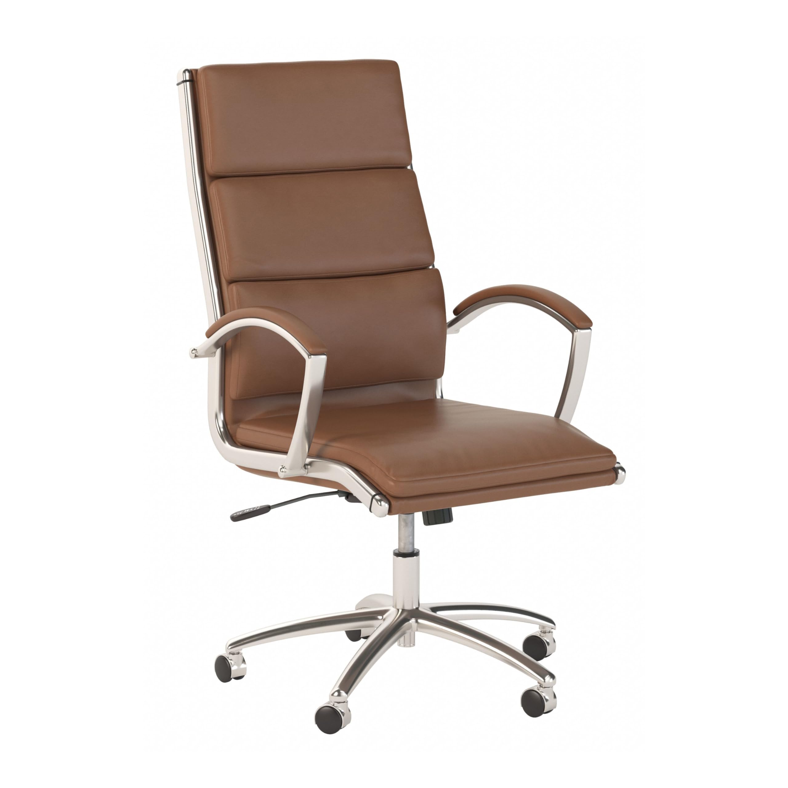 Bush Business Furniture 400 Series High Back Leather Executive Office Chair - Ergonomic Swivel Desk Chair with Adjustable Height & Lumbar Support, Saddle Tan - Perfect for Home Office, Conference Rooms & Executive Suites