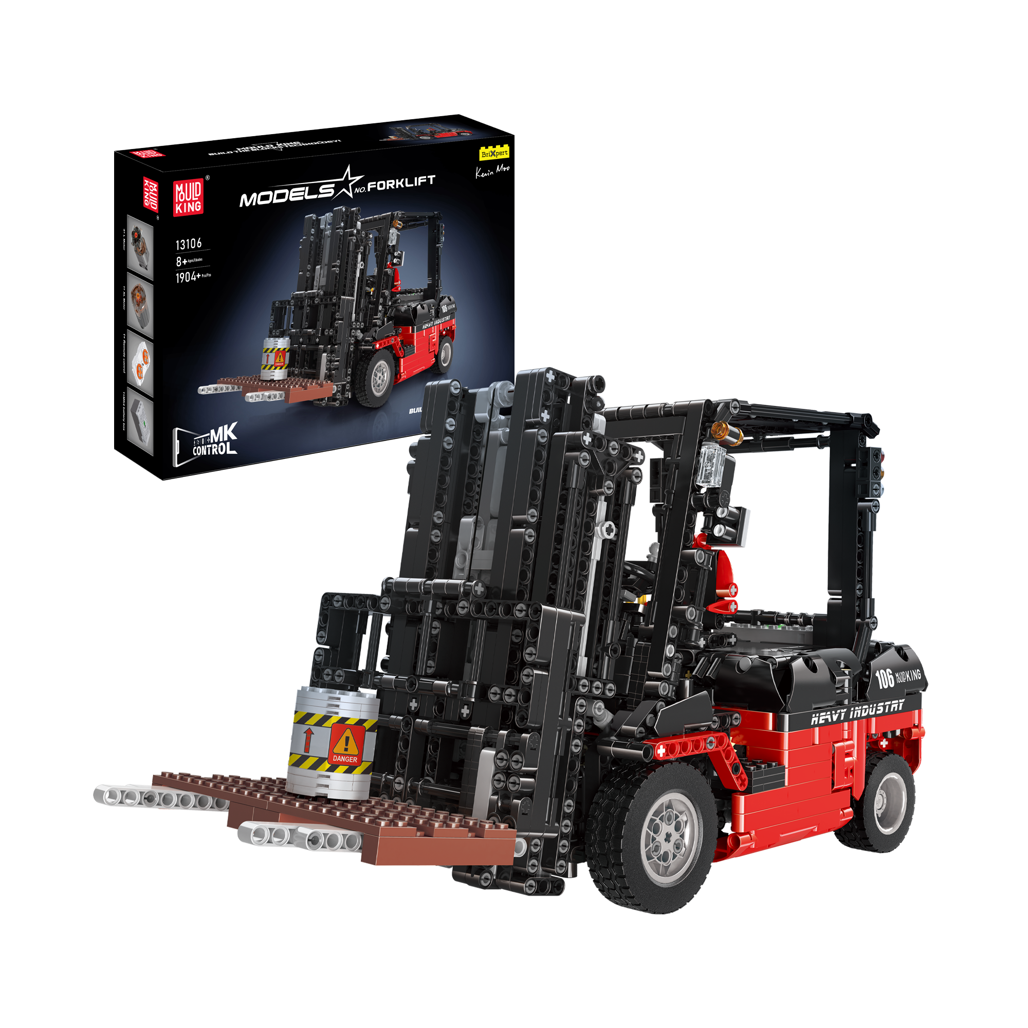 MOULD KING 13106S Remote Control Forklift Building Blocks Toy Set - 1,743 PCS STEM Construction Kit for Kids & Adults | DIY Engineering Model for Home, Office & Playroom
