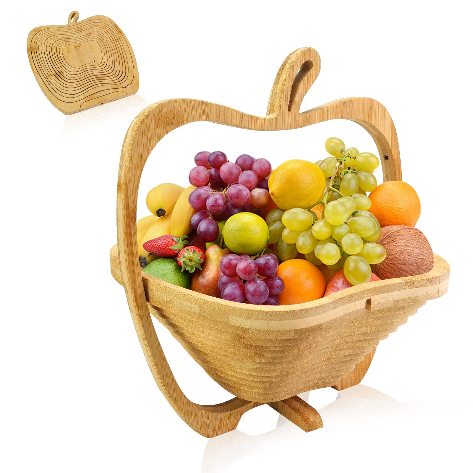 MYOSOTIS Apple-Shaped Foldable Fruit Basket - Portable Snack Storage Box for Fruits, Nuts & Treats | Perfect for Halloween, Christmas Party Decor & Kitchen Organization (Apple02)