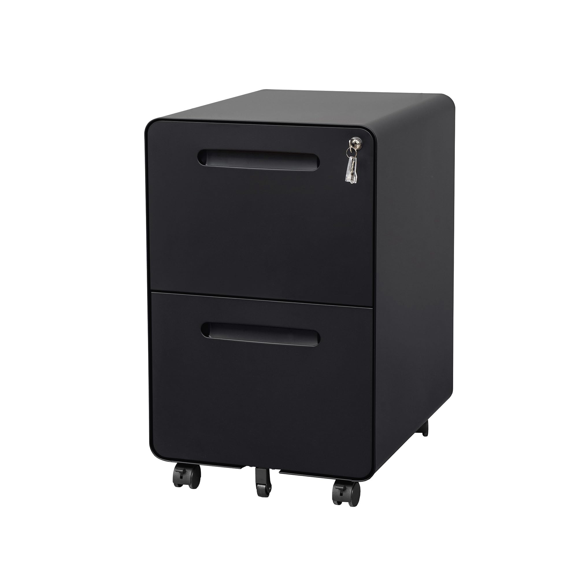 2 Drawer File Cabinet with Lock & 4 Keys - Mobile Metal Filing Cabinet for Home Office - Under Desk Storage Solution - Pre-Assembled Letter/Legal/A4 Hanging File Folders - Perfect for Document Organization & Small Space Saving