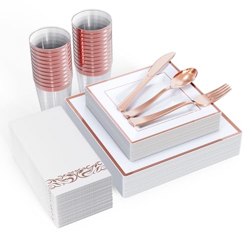 Rose Gold Rim Square Plates