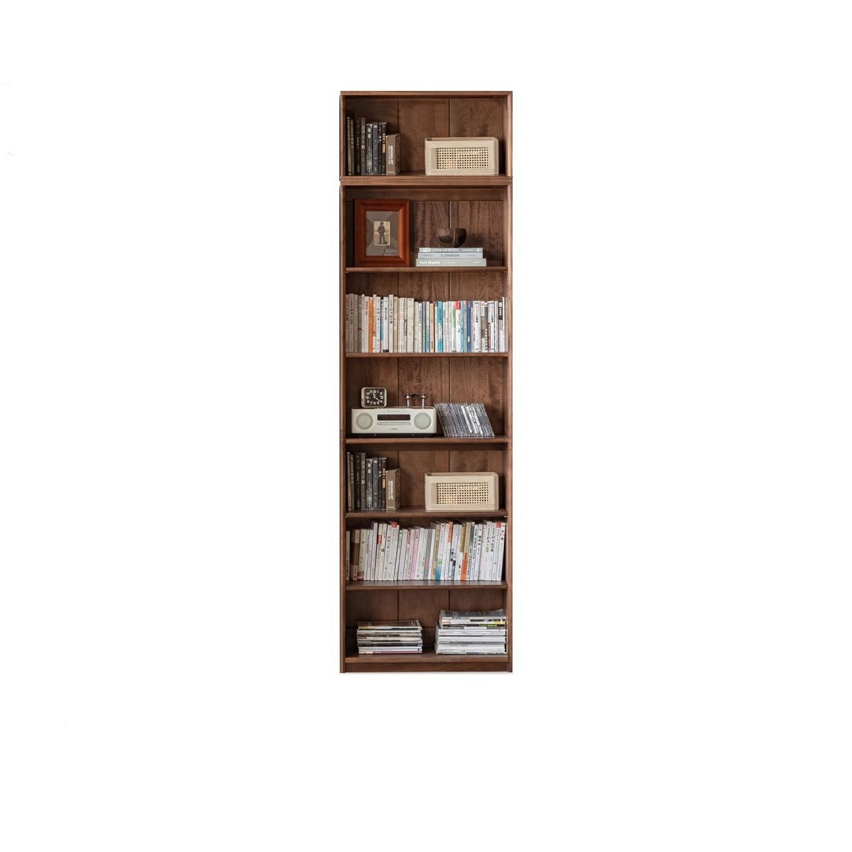 Solid Black Walnut Wood Bookcase with Glass Doors - Stylish Display & Storage Cabinet for Living Room, Office, or Library