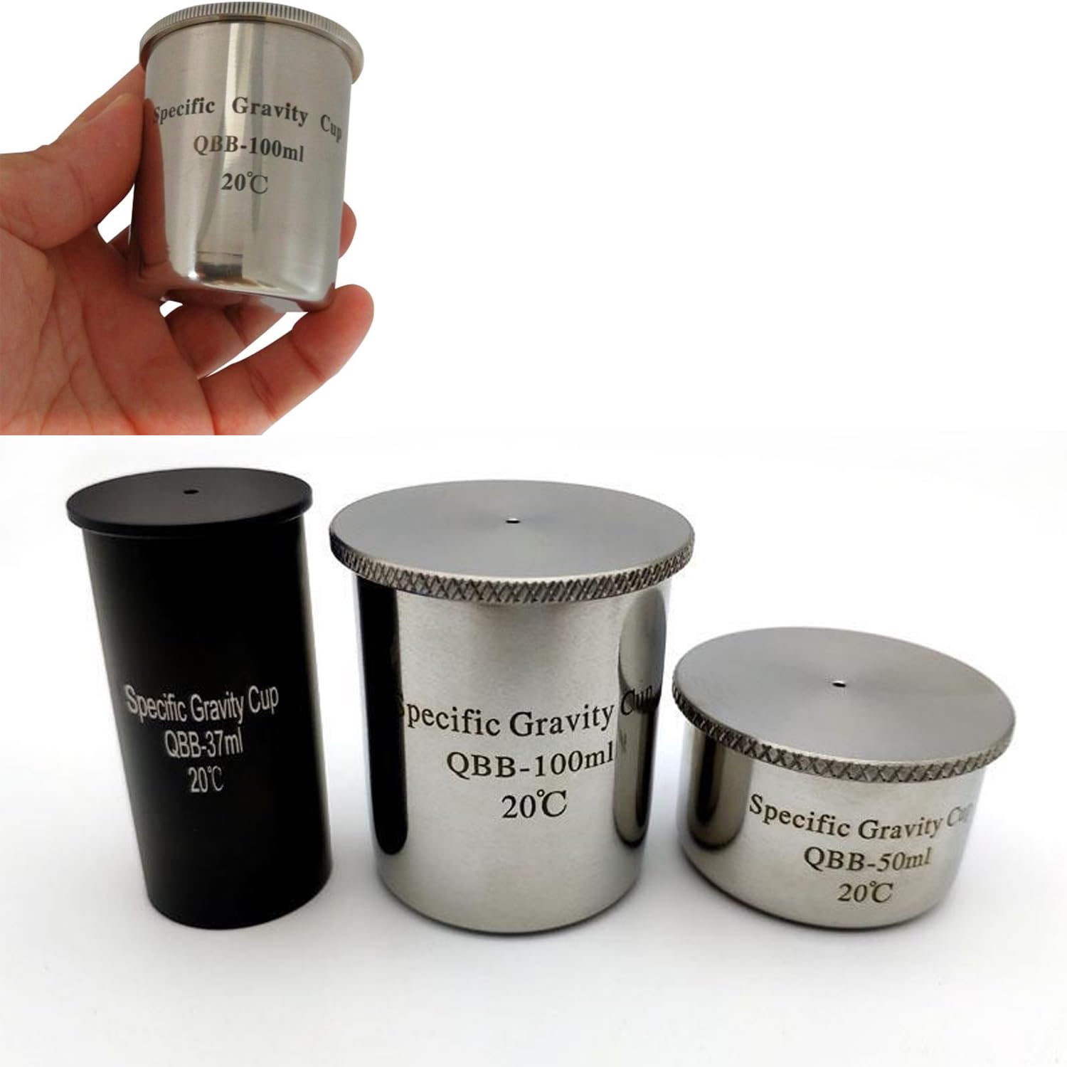 High Precision Density Specific Gravity Cup 37ml/50ml/100ml - Paint & Liquid Density Tester for Coatings, Oils, Chemicals - Essential Lab Tool for Quality Control & Industrial Applications