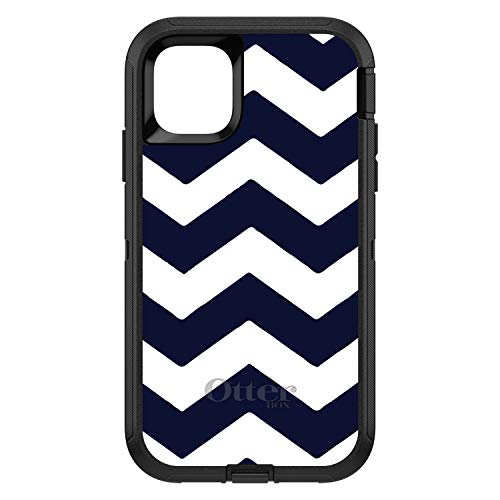 Navy Blue White Chevron Stripes On Black Case