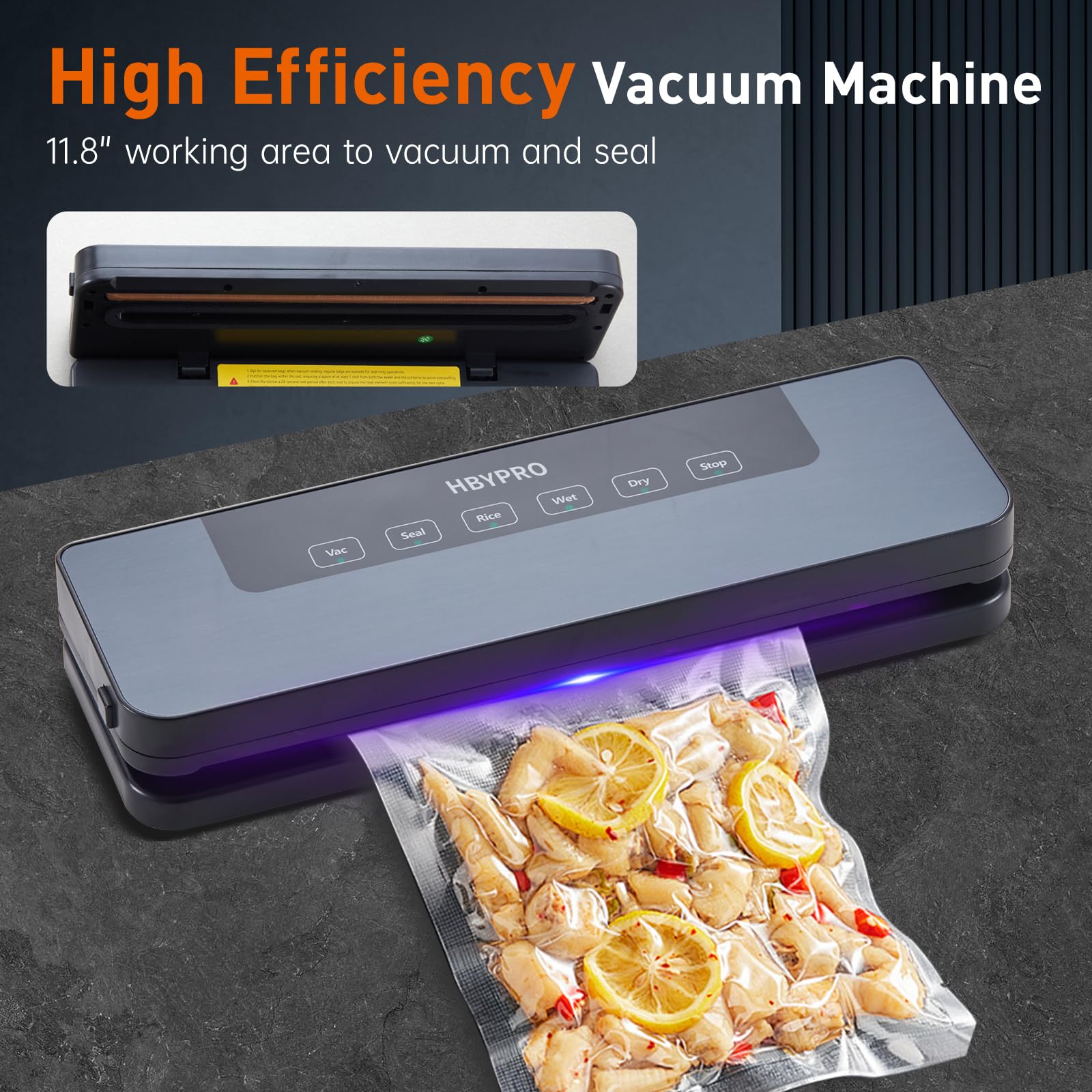 Powerful 65kPa Vacuum Sealer Machine - Compact Automatic Food Sealer for Dry & Wet Foods | One-Touch Operation | Ideal for Meal Prep, Sous Vide & Food Storage