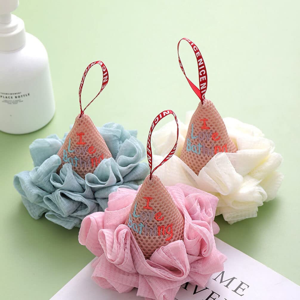 iplusmile 2-Pack Soft Exfoliating Loofah Sponge Balls - Ice Cream Shaped Bath & Body Scrubber for Gentle Skin Cleansing - Perfect Shower Accessories for Spa Day or Daily Skincare Routine