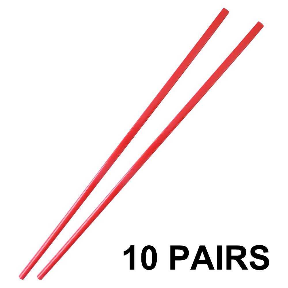 10 Pairs Red Melamine Chopsticks - Durable & Dishwasher Safe Asian Utensils for Sushi, Ramen, Noodles & Home Dining