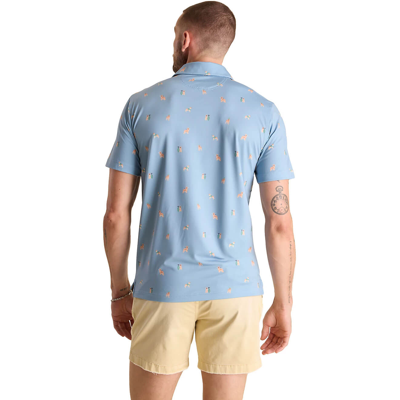 Chubbies Men's Performance Polo Shirt - Moisture-Wicking & Breathable Barkin' Up the Wrong Tree Design in Dusty Blue | Perfect for Golf, Casual Wear & Outdoor Activities