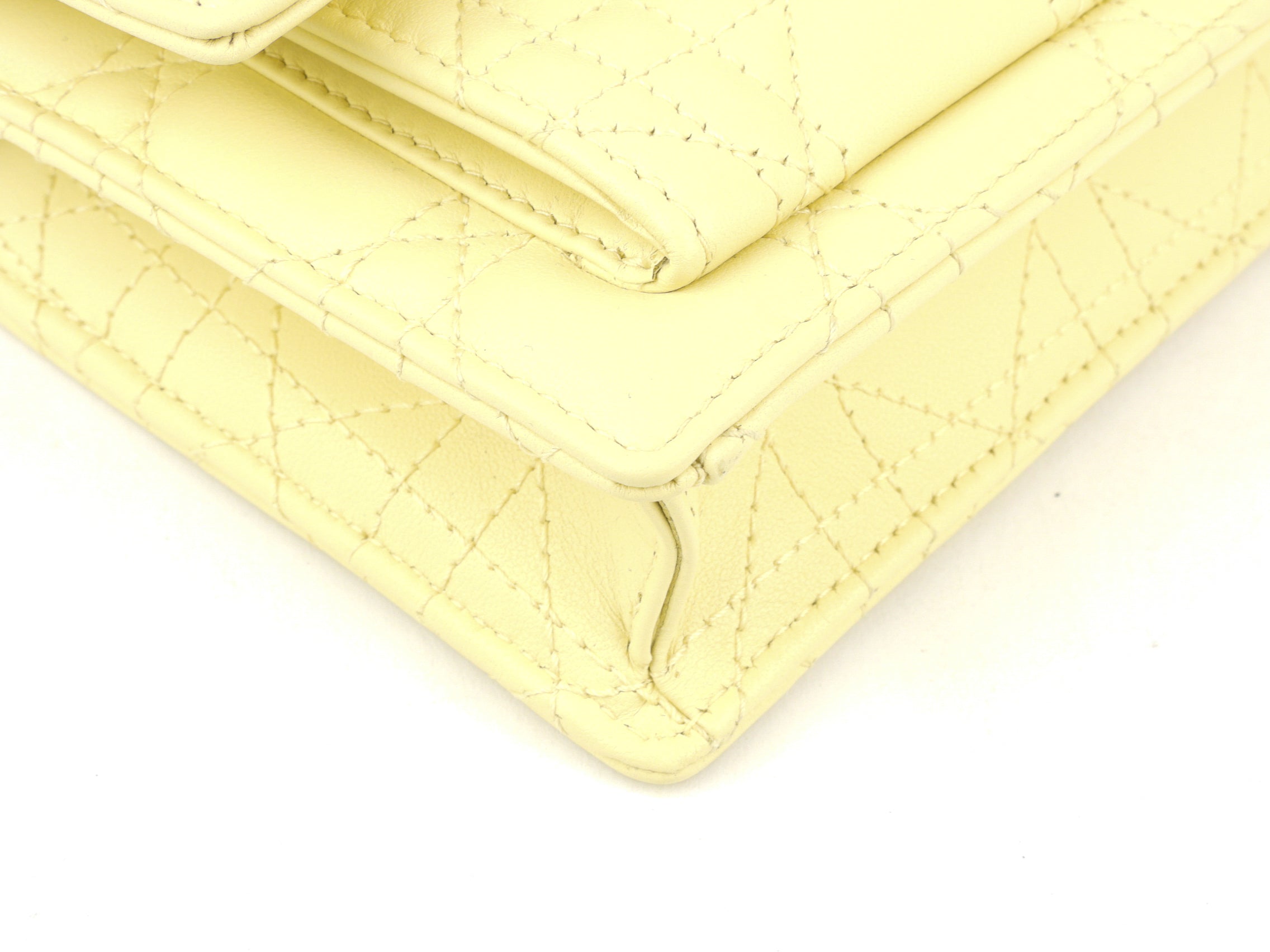 Christian Dior Pale Yellow Cannage Quilted Lambskin Leather Miss Dior Chain Pouch Crossbody Bag - Luxury Designer Handbag for Women, Perfect for Parties, Dates & Special Occasions