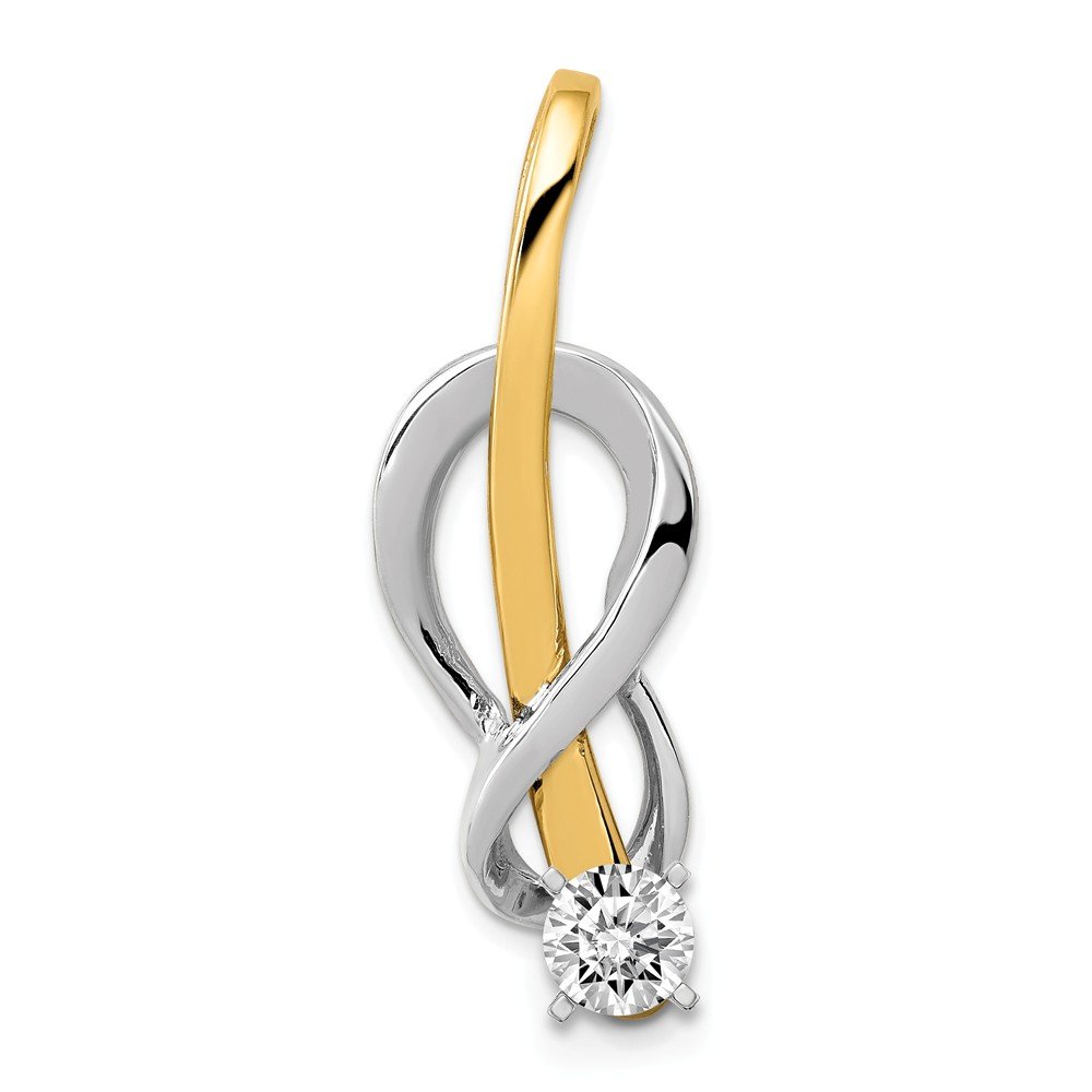 14K Two-Tone Gold Diamond Slide Pendant Necklace for Women - Elegant Jewelry Gift for Her - Perfect for Weddings, Anniversaries & Special Occasions