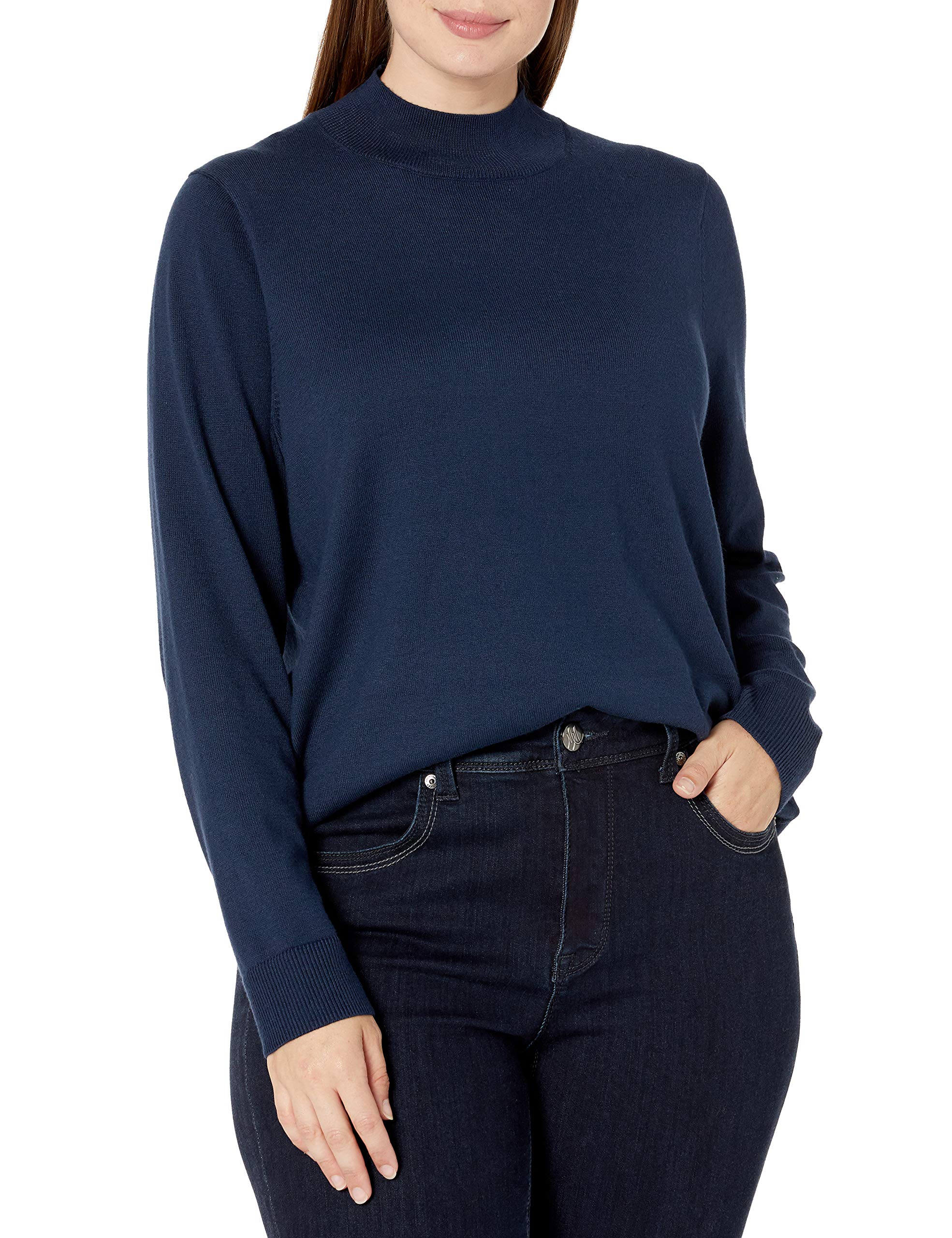 Amazon Essentials Women's Lightweight Mockneck Sweater - Soft & Comfortable Pullover for Fall & Winter (Plus Size Available) - Perfect for Office, Casual Outfits & Layering