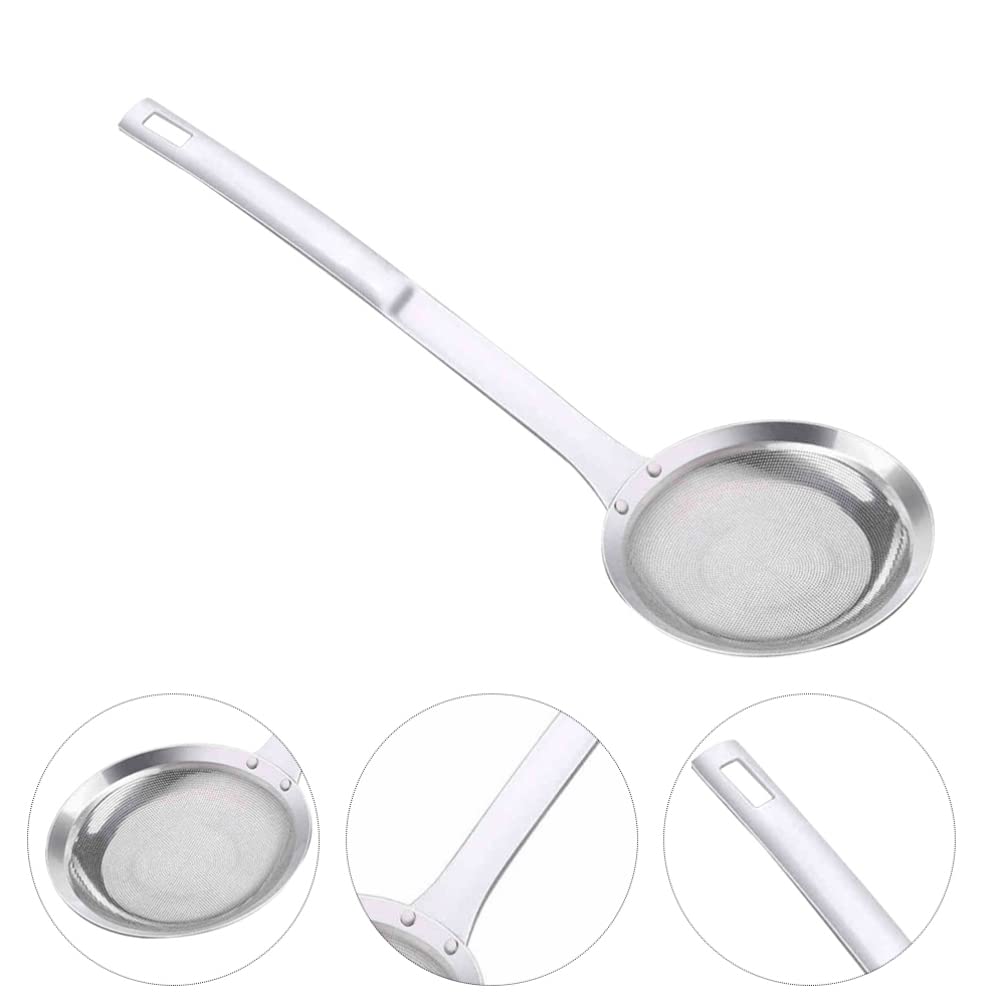 **Stainless Steel Oil Separator Spoon - Kitchen Oil Strainer & Juice Filter with Fine Mesh - Perfect for Frying, Soup Skimming & Fat Removal**