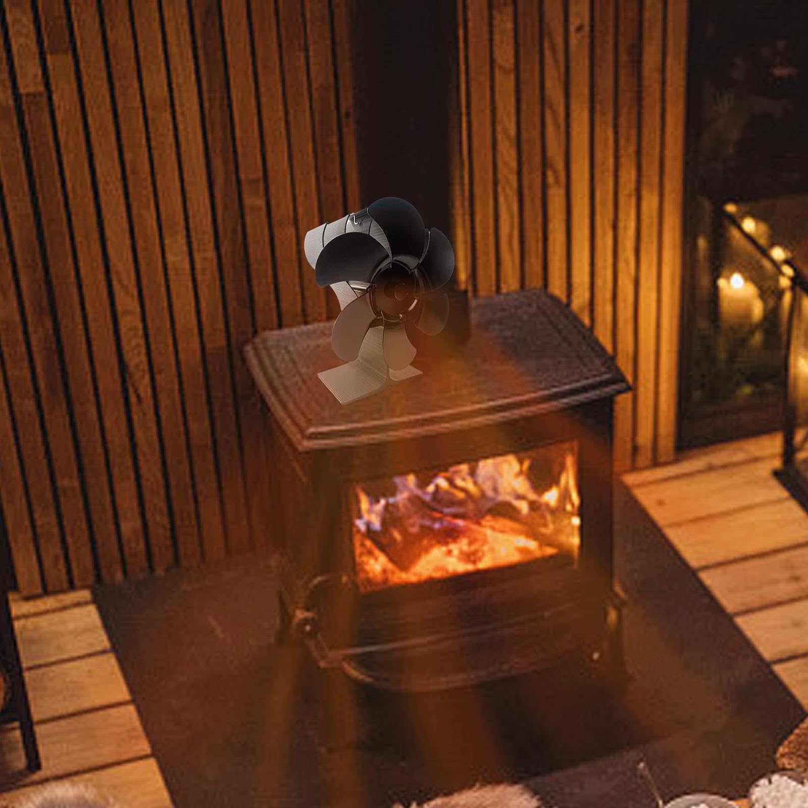 Tosier 6-Blade Silent Fireplace Fan - Heat Powered, Non-Electric Eco-Friendly Stove Fan for Wood Burning Stoves & Heaters | Efficient Heat Circulation for Cozy Home Heating