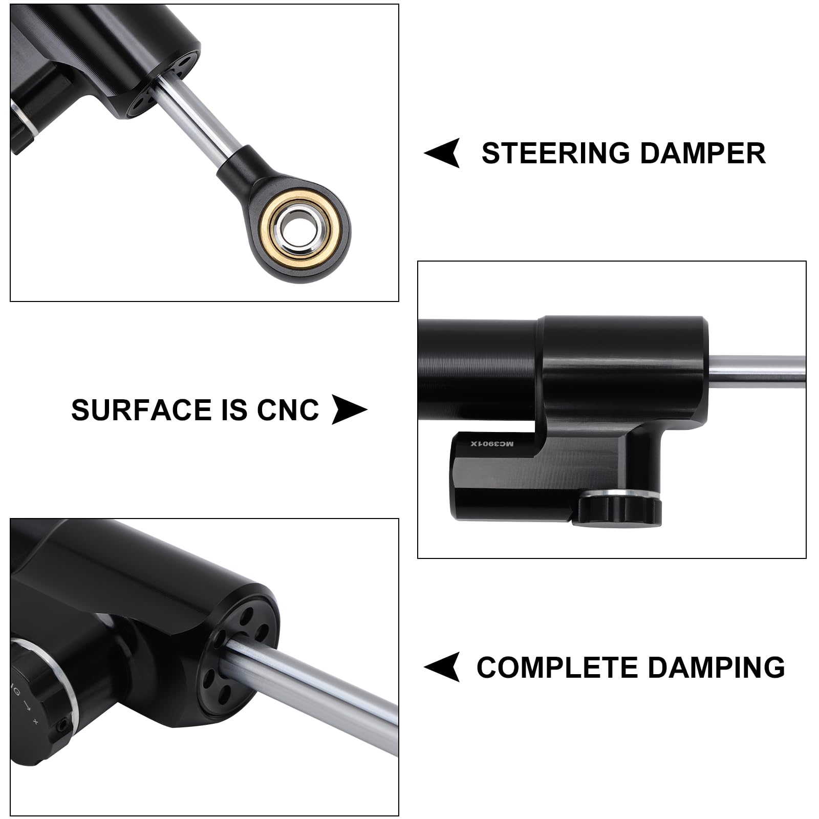 KIMISS Universal Motorcycle Steering Damper Stabilizer - Aluminum Linear Reversed Safety Control with Mounting Bracket | for Harley, Honda, Yamaha & More | Improves Handling on Rough Roads & High-Speed Riding