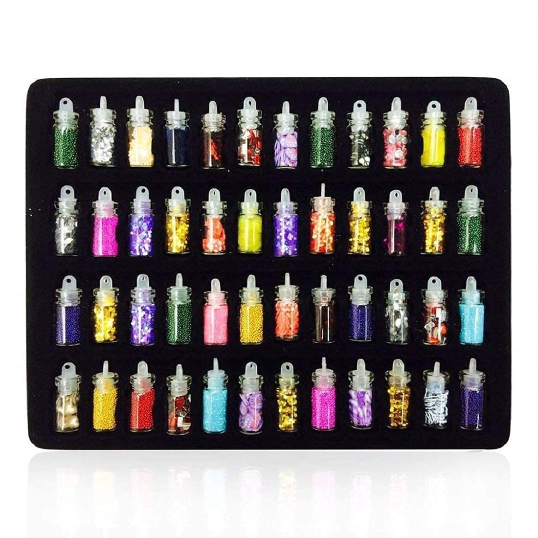 Angelie Professional Nail Art Kit - 100PCS False Nails, 48 Bottles 3D Glitter Powder, Charms & Tools - Complete Manicure Set with Nail Glue | Perfect for DIY Nail Art, Home Salon, Parties & Gifts for Women & Girls