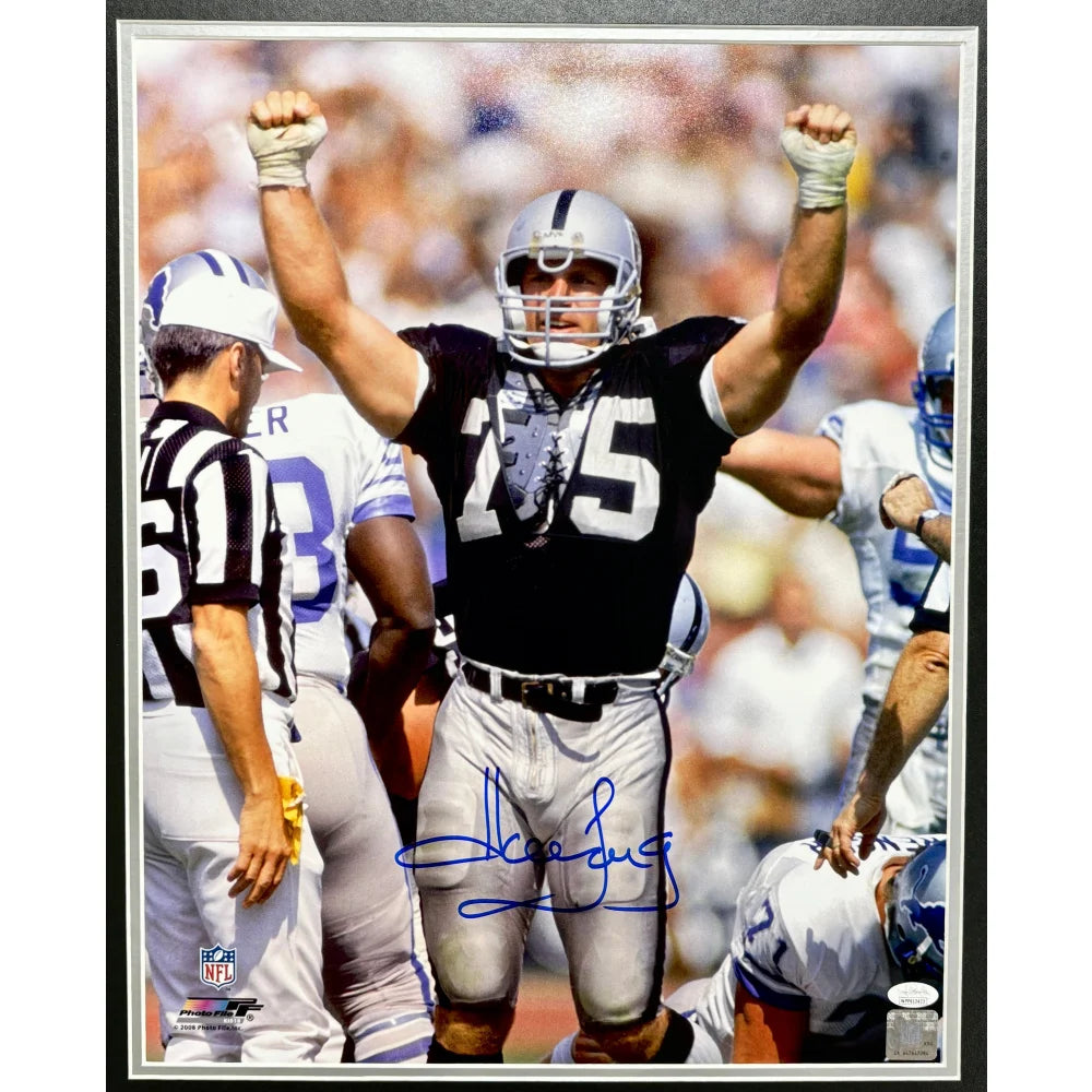 Howie Long Autographed Oakland Raiders 16x20 Framed Photo with COA - Signed Memorabilia for Football Fans & Man Cave Decor