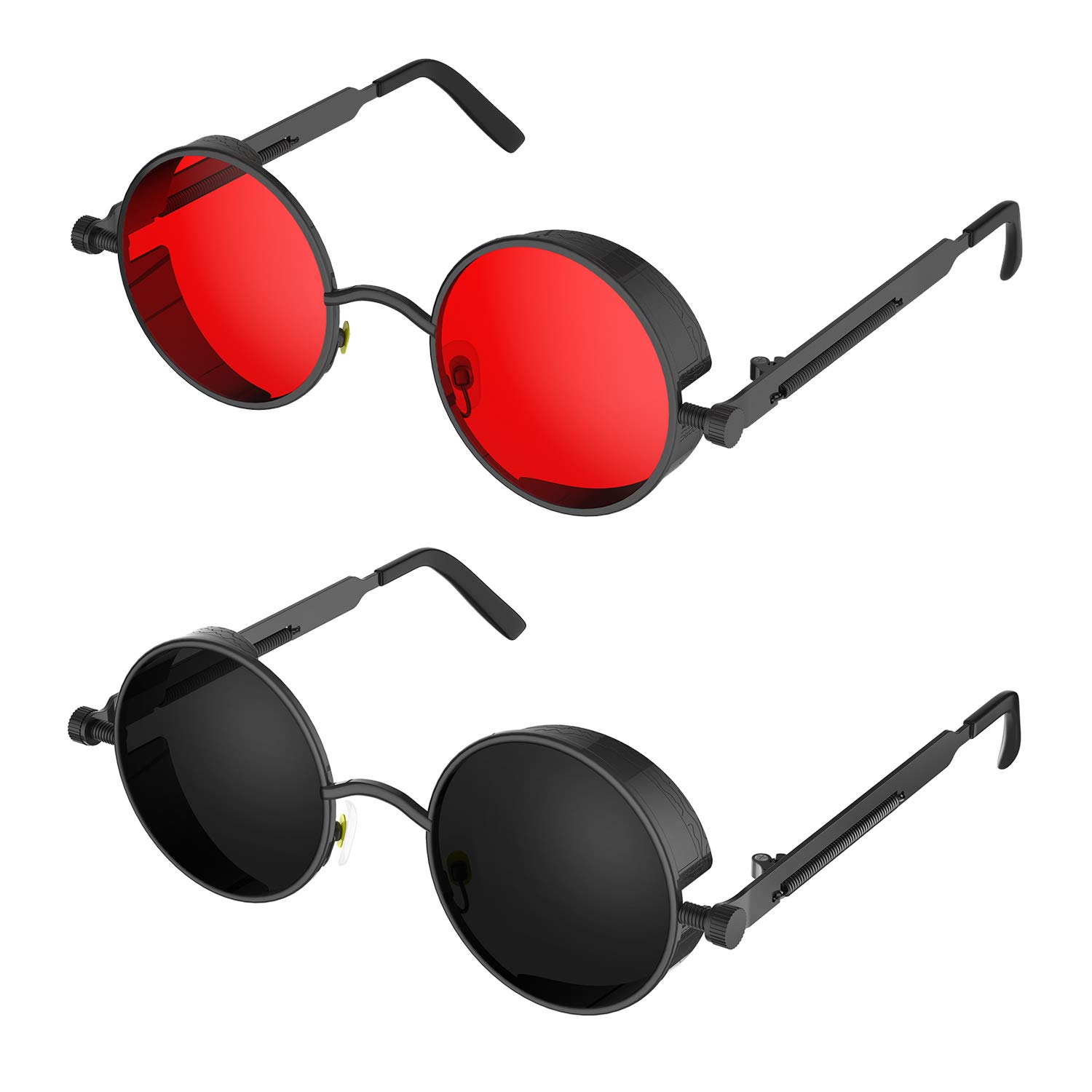 Vintage Gothic Steampunk Sunglasses for Women & Men - Round Lens Metal Frame Sunglasses - Perfect for Cosplay, Halloween, and Retro Fashion Outfits