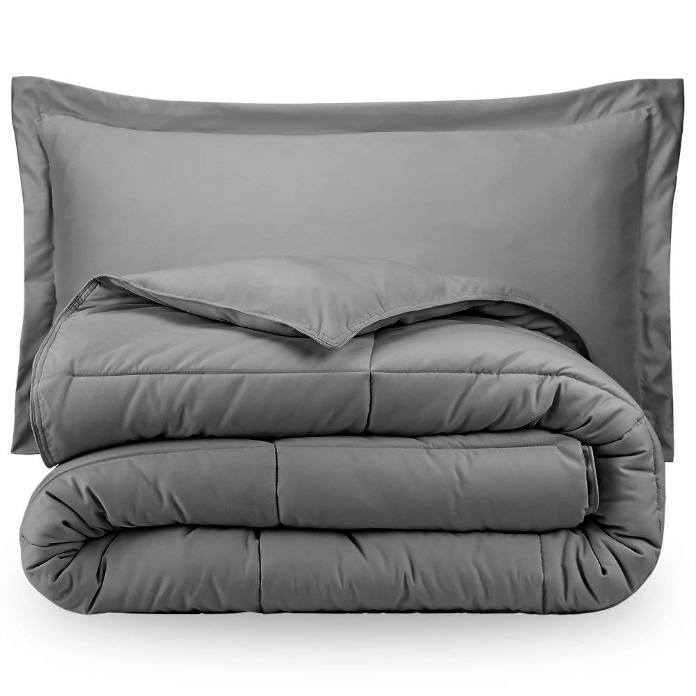 Organic Cotton 500 GSM Quilted Duvet Insert - Lightweight Down Alternative Comforter for King/Cal King Size (Silver Grey) | Hypoallergenic & Breathable Bedding for All Seasons