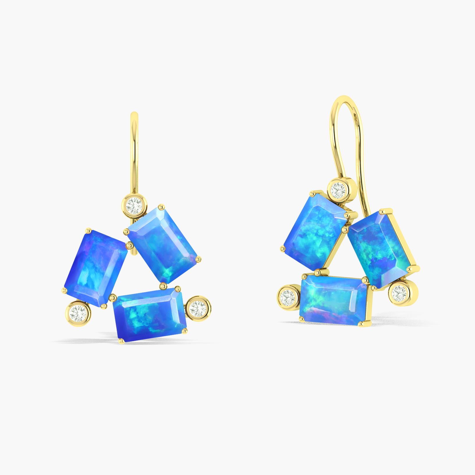 Blue Opal Octagon Stone Dangle Earrings for Women - Handmade Bohemian Jewelry - Perfect for Parties, Weddings & Everyday Wear