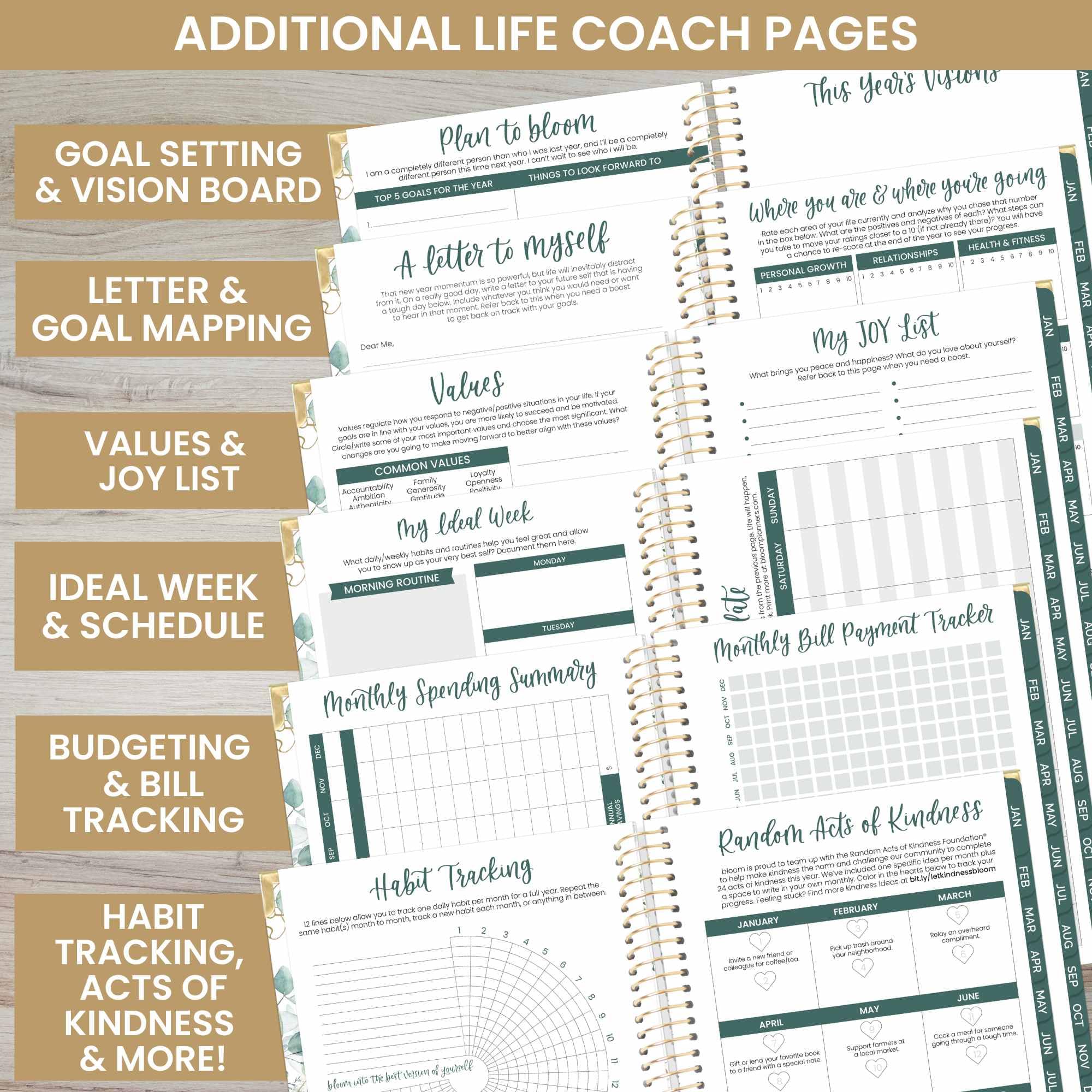 Bloom 2025 Hard Cover Day Planner - January to December 2025 Calendar - Goal Setting & Productivity Organizer - Monthly & Weekly Inspirational Agenda Book - 5.5