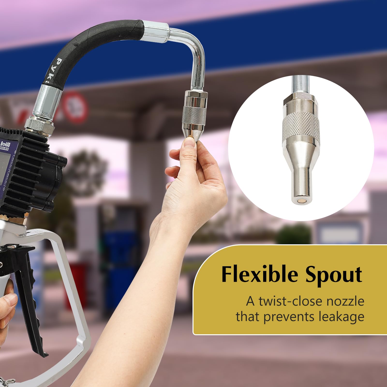 Heavy Duty Air Operated Oil Transfer Pump - Digital Gasoline & Motor Oil Dispenser with Control Valve & Meter Nozzle (US Stock) - Perfect for Auto Shops, Industrial Use & Fluid Management