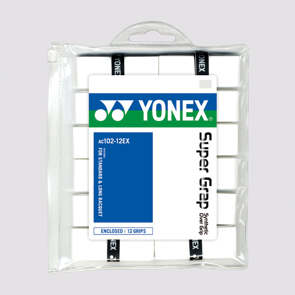 Yonex AC102 Super Grap Badminton & Tennis Overgrip (12 Pack) - Premium Sweat Absorbent Grip Tape for Enhanced Performance - Perfect for Badminton, Tennis, Squash & Racquetball Players