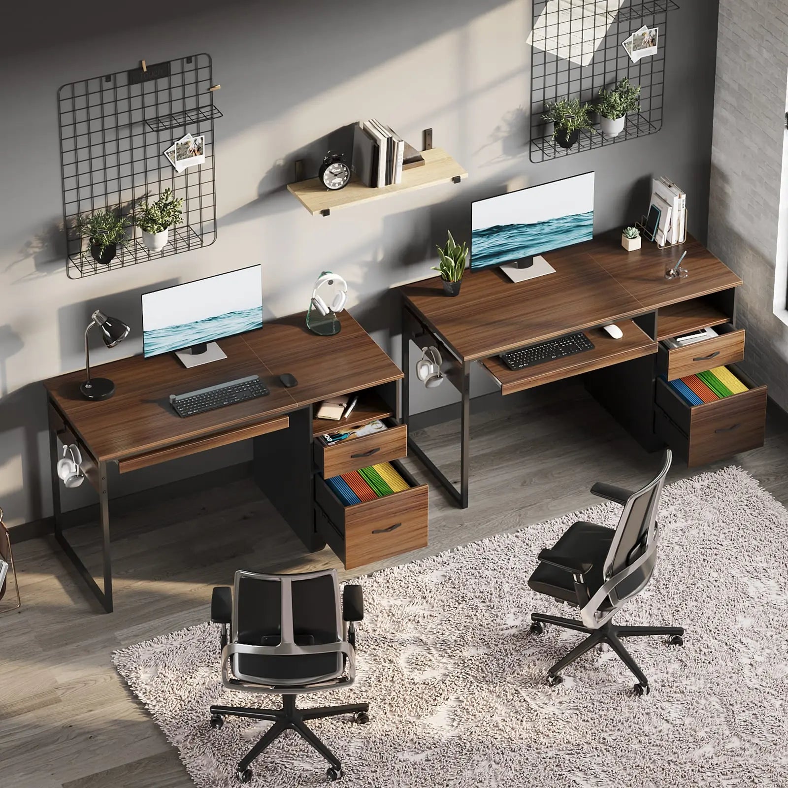 Bestier 48 Inch Office Computer Desk with Drawers - Modern Writing Workstation with Storage for Home & Small Business - Perfect for Remote Work, Study & Gaming Setup