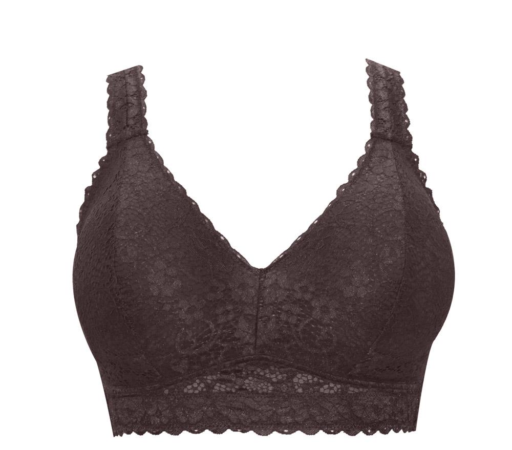 Parfait Adriana Wire Free Lace Bralette in Deep Nude - Comfortable Wireless Bra for Everyday Wear, Yoga & Lounge