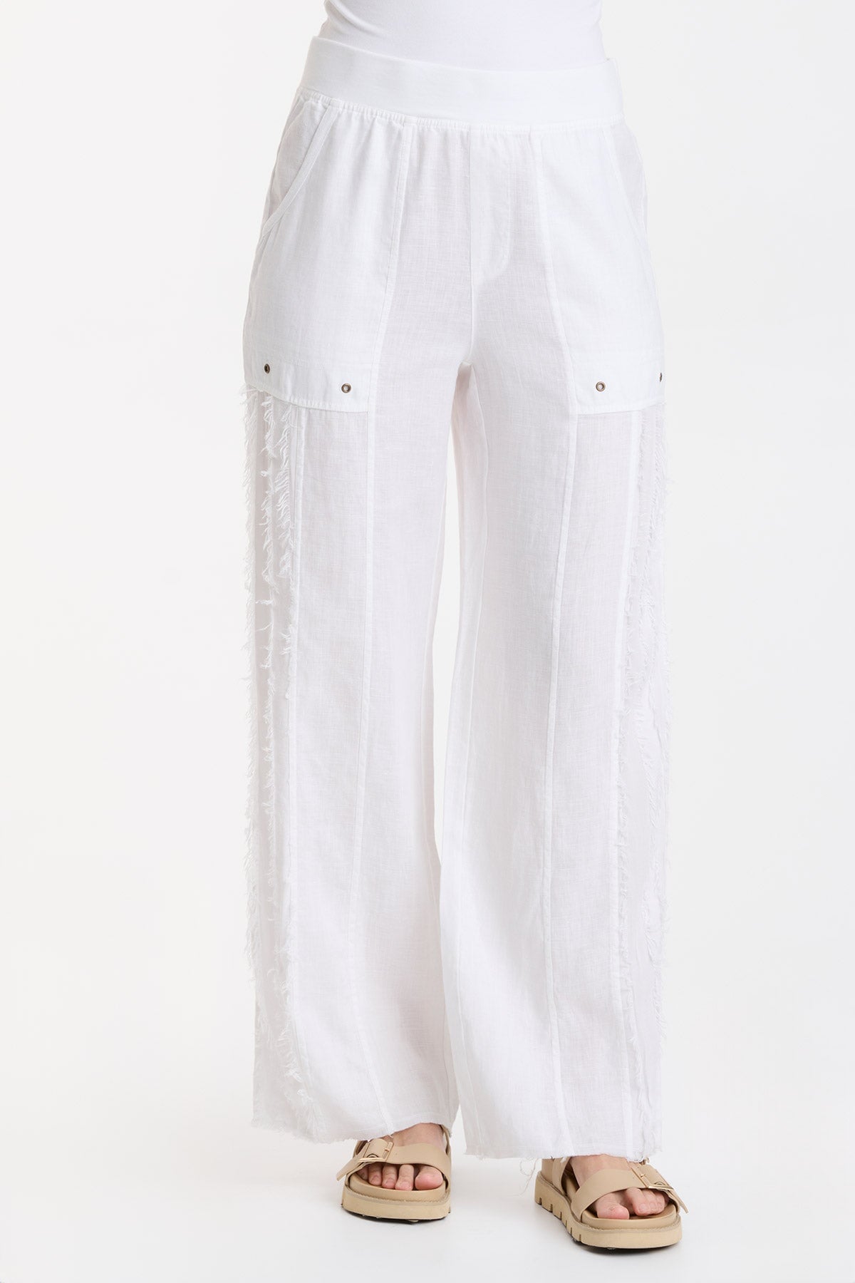 Sanfrid Women's High-Waisted White Pants - Comfortable Stretch Fit for Work, Office & Casual Wear | Perfect for Business, Travel & Everyday Outfits