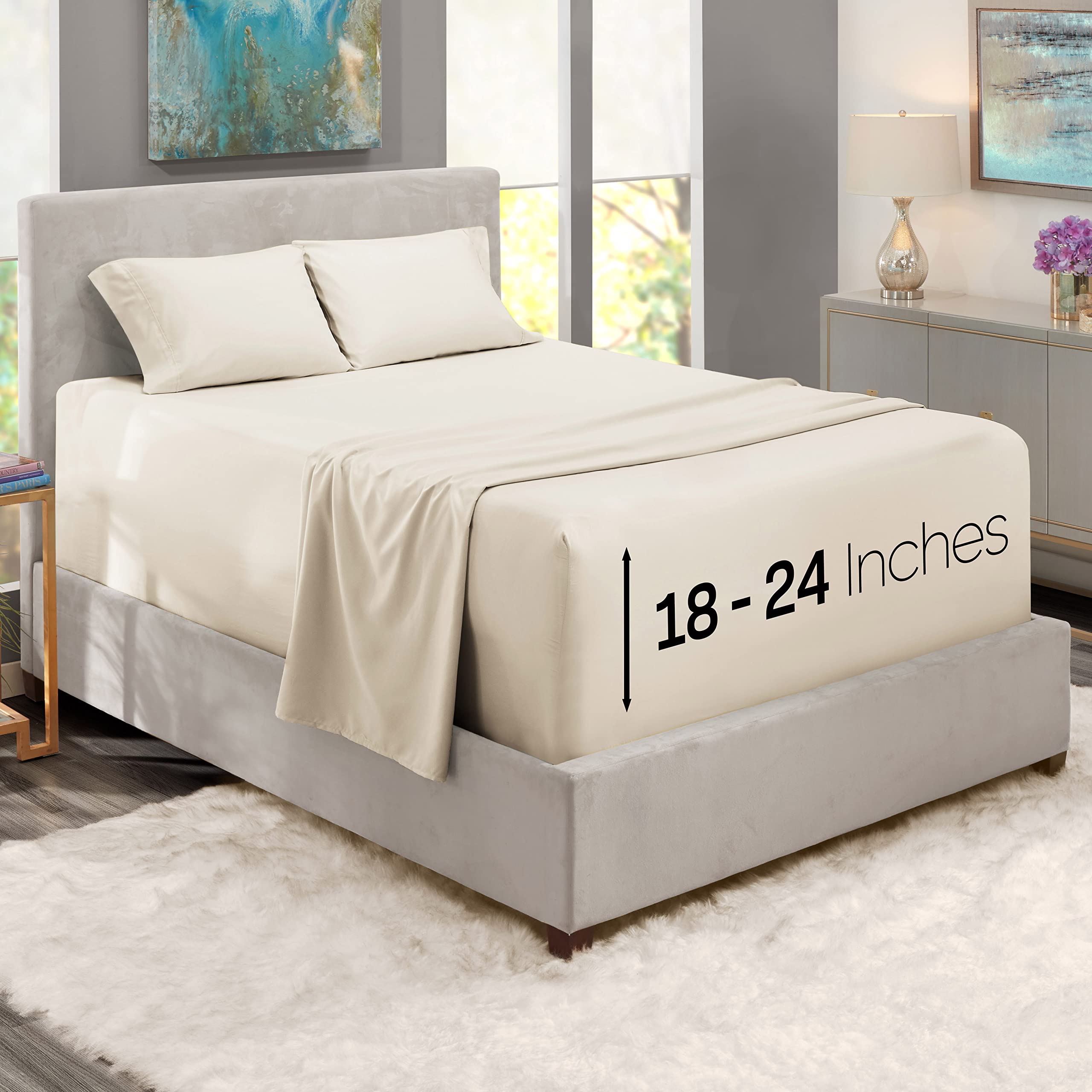 Nestl Extra Twin XL Deep Pocket Sheets Set - 4 Piece Soft Microfiber Bedding with Pillowcases - Fade Resistant, Breathable & Wrinkle-Free - Fits Mattress Up to 16