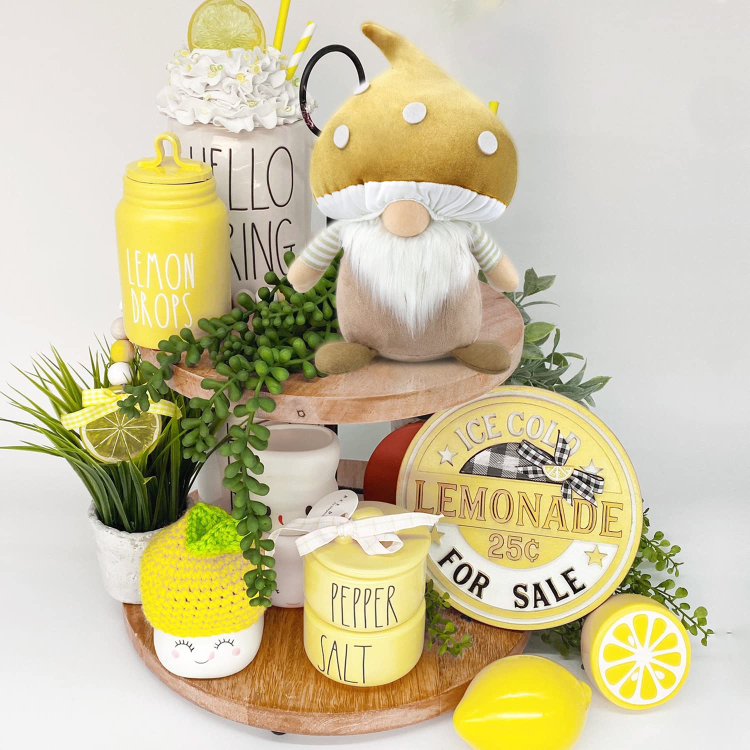 Handmade Scandinavian Mushroom Gnome Stuffed Animal - 13 Inch Brown Farmhouse Decor for Easter, Spring, and Christmas | Perfect for Home, Kitchen, Tiered Tray, and Gift Giving