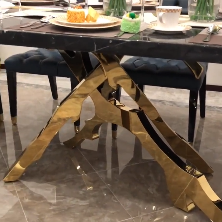 Luxury Brass & Italian Marble Designer Dining Table - Elegant Modern Round Kitchen Table for Dining Room, Restaurant & Home Decor