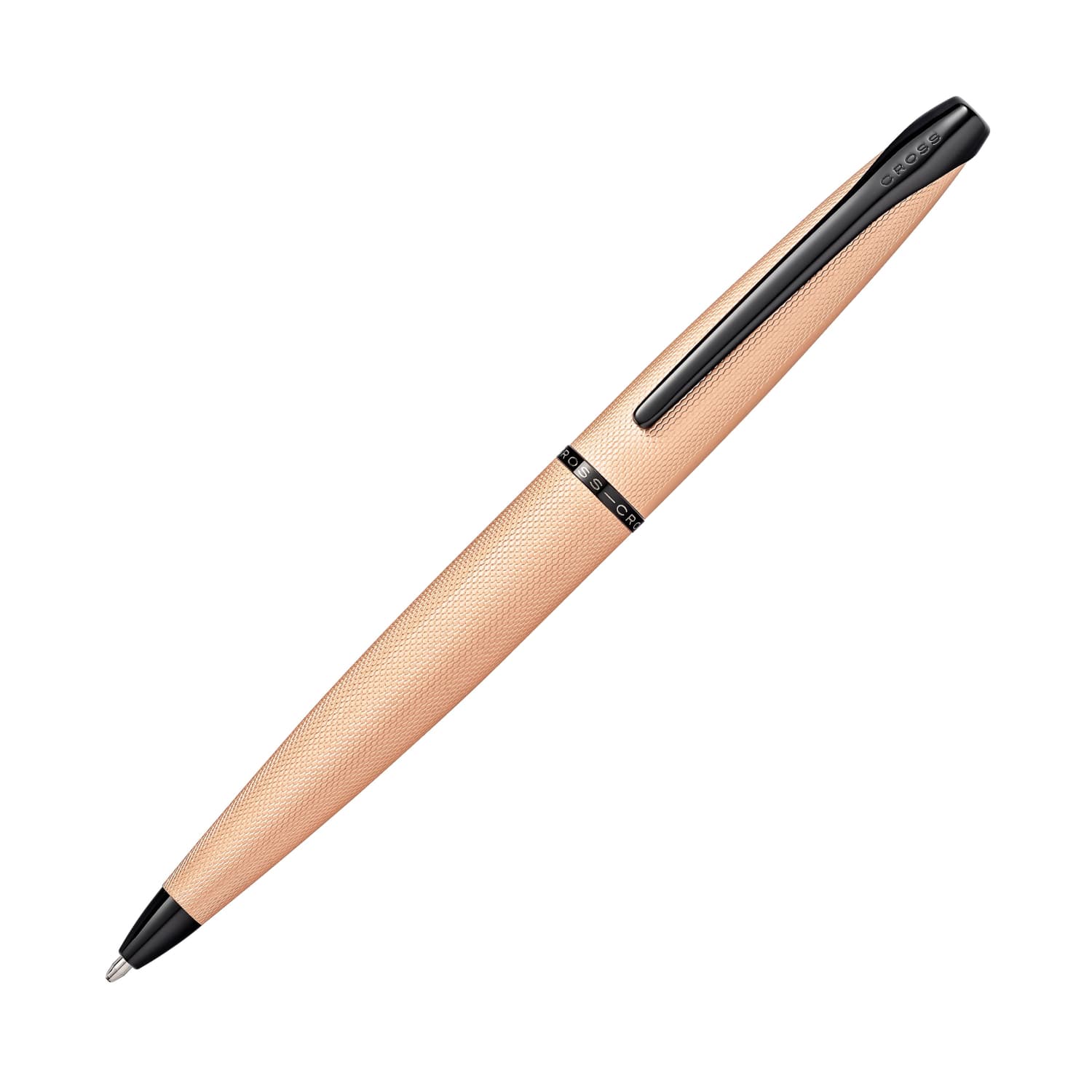 Premium Cross ATX Ballpoint Pen in Brushed Rose Gold PVD with Elegant Etched Diamond Pattern - Perfect for Office, Gifts & Luxury Writing Accessories