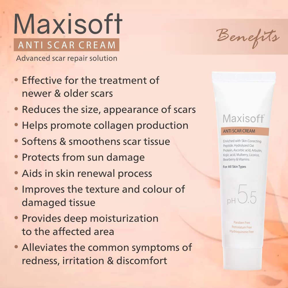 Maxisoft Anti Scar Cream for Acne & Pimple Removal - Dark Spot Corrector, Pigmentation & Blemish Treatment - pH Balanced Facial Cream (25g) - Perfect for Post-Acne Care & Daily Skin Brightening
