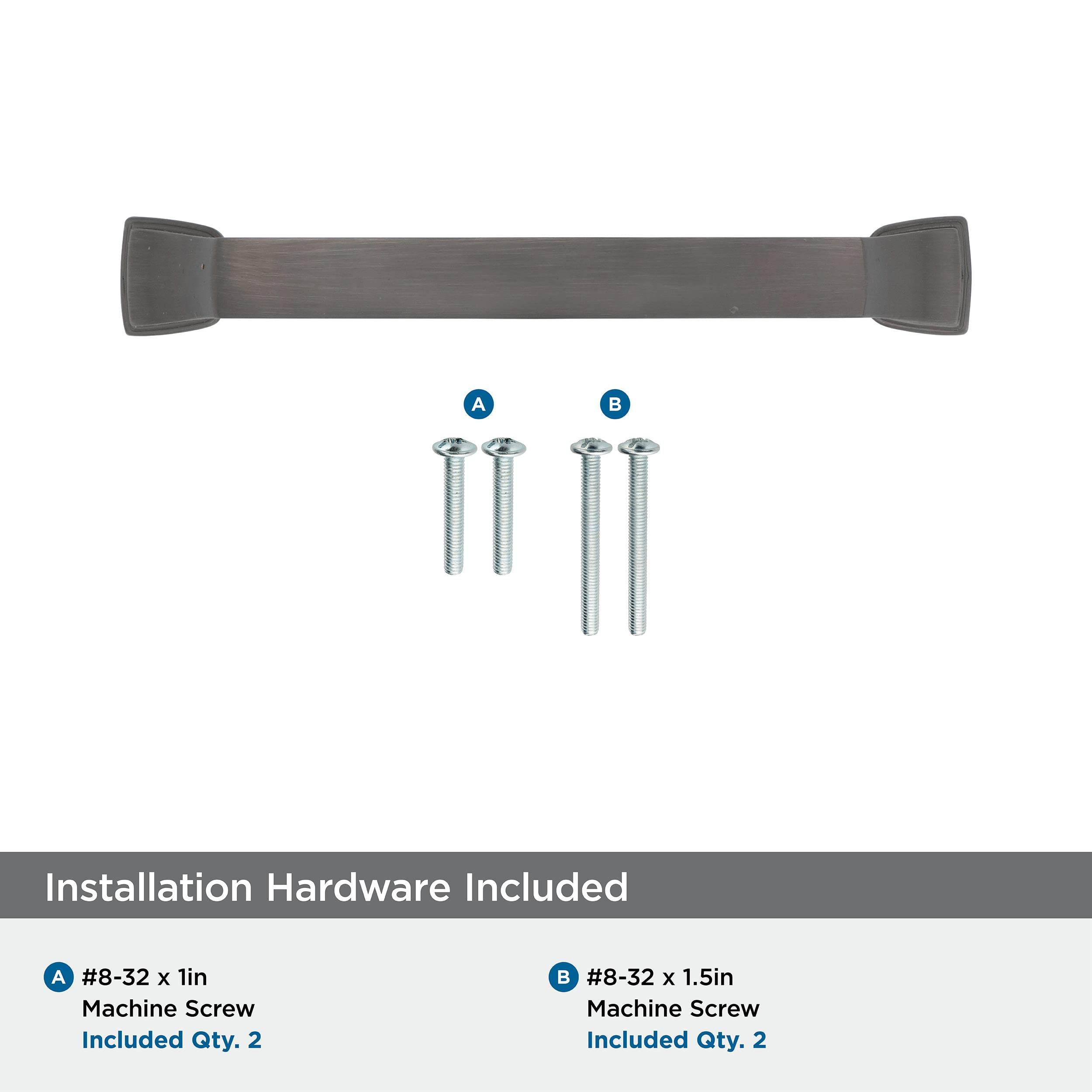 Amerock Gunmetal Cabinet Pulls 3-3/4 inch (96mm) Center to Center - 1 Pack Drawer Handles & Cabinet Hardware for Kitchen, Bathroom & Furniture Upgrade