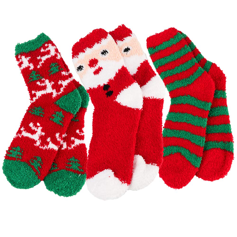 Yoicy Women's Christmas Fuzzy Fluffy Socks - Warm Cozy Knit Slipper Socks for Winter, Holiday Gifts, Bedroom & Lounge Wear - Perfect Xmas Stocking Stuffers & Cozy Home Essentials