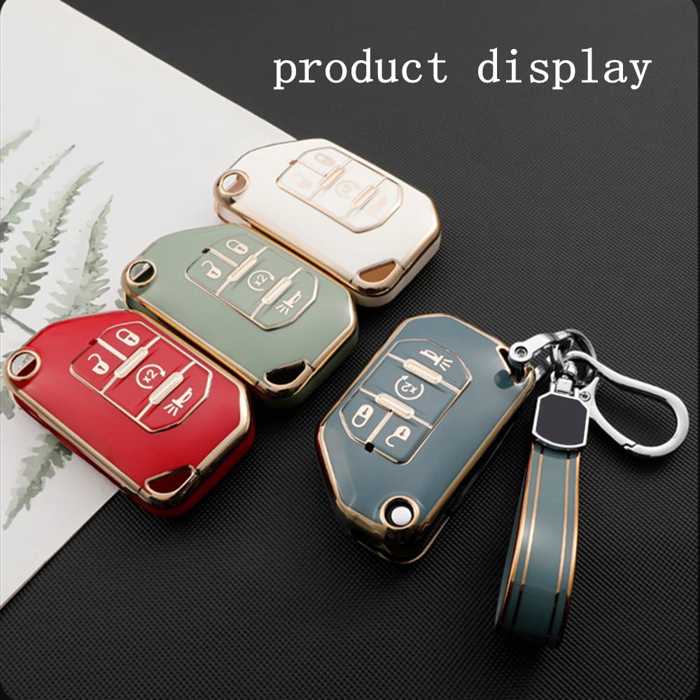 Premium TPU Key Fob Cover Protector - Compatible with Jeep Wrangler JL/JLU (2018-2023), Gladiator JT (2020-2023) & Sahara Models - Durable Shockproof Case for Jeep Accessories - Perfect for Off-Road Adventures & Daily Protection