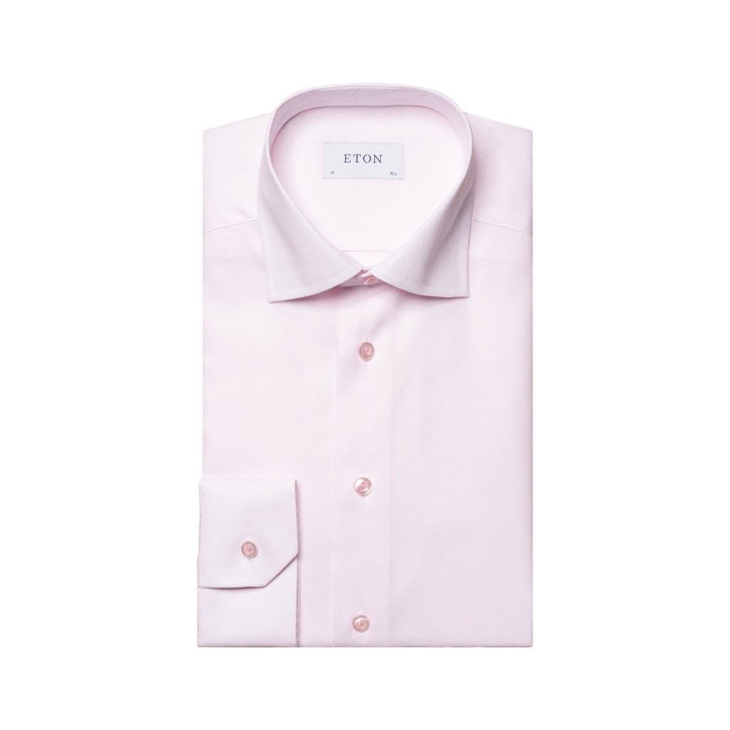 ETON Men's Semi-Solid Twill Dress Shirt - Slim Fit Single Cuff Business Casual Shirt in Pink | Perfect for Office Wear & Formal Occasions