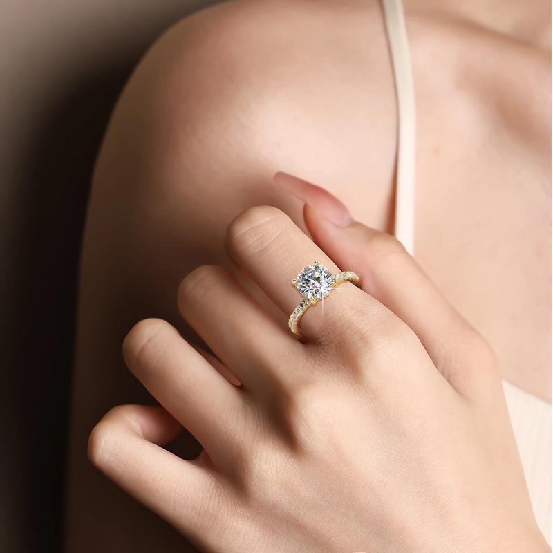 Eternity Premium Moissanite Pavé Engagement Ring 2CT - Sparkling 2 Carat Lab-Created Diamond Alternative for Wedding Proposals & Anniversary Gifts