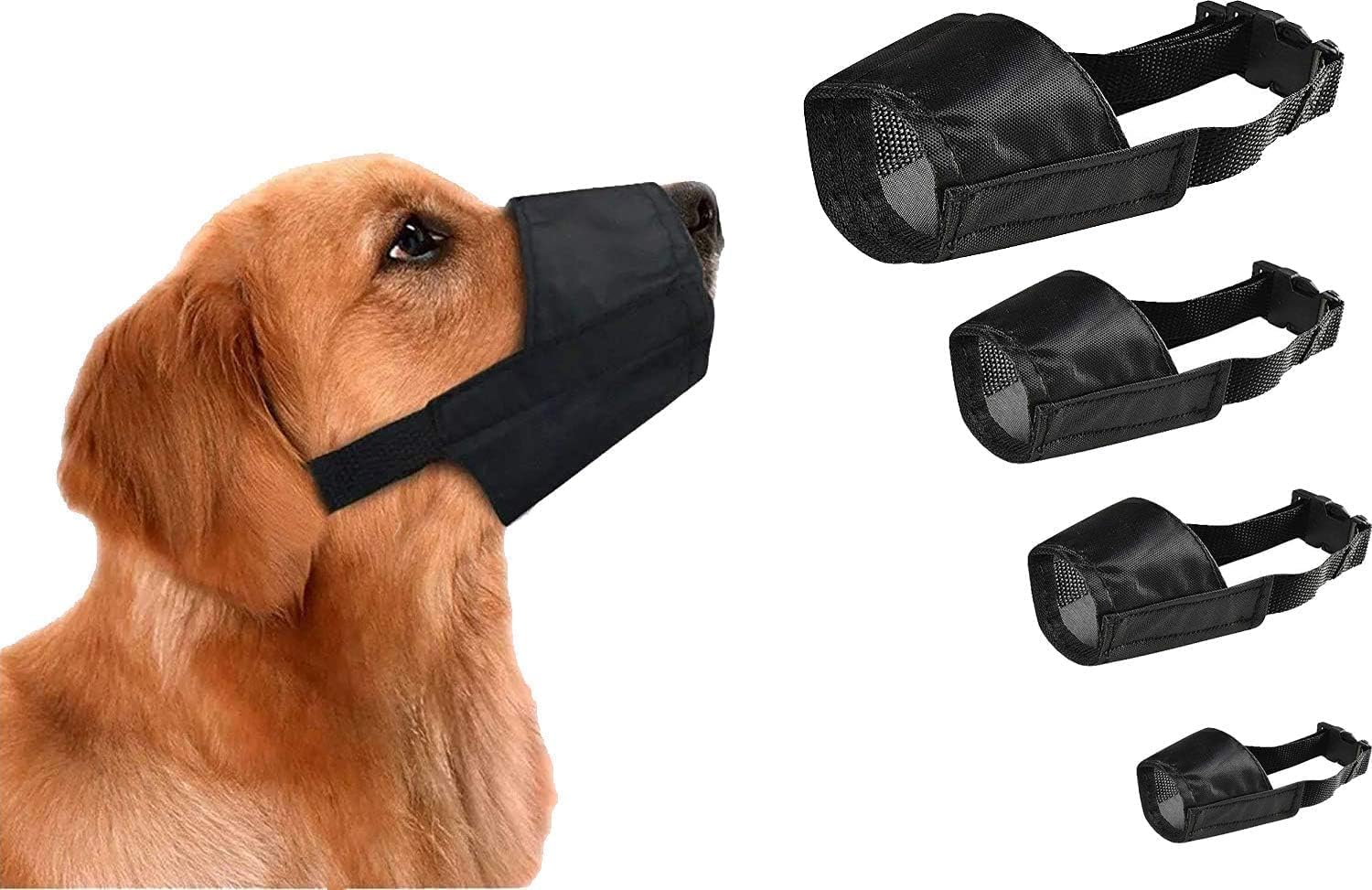 Adjustable Nylon Dog Muzzle for Biting, Barking & Chewing Control - Small to 2XL (Medium) - Perfect for Training, Grooming & Vet Visits