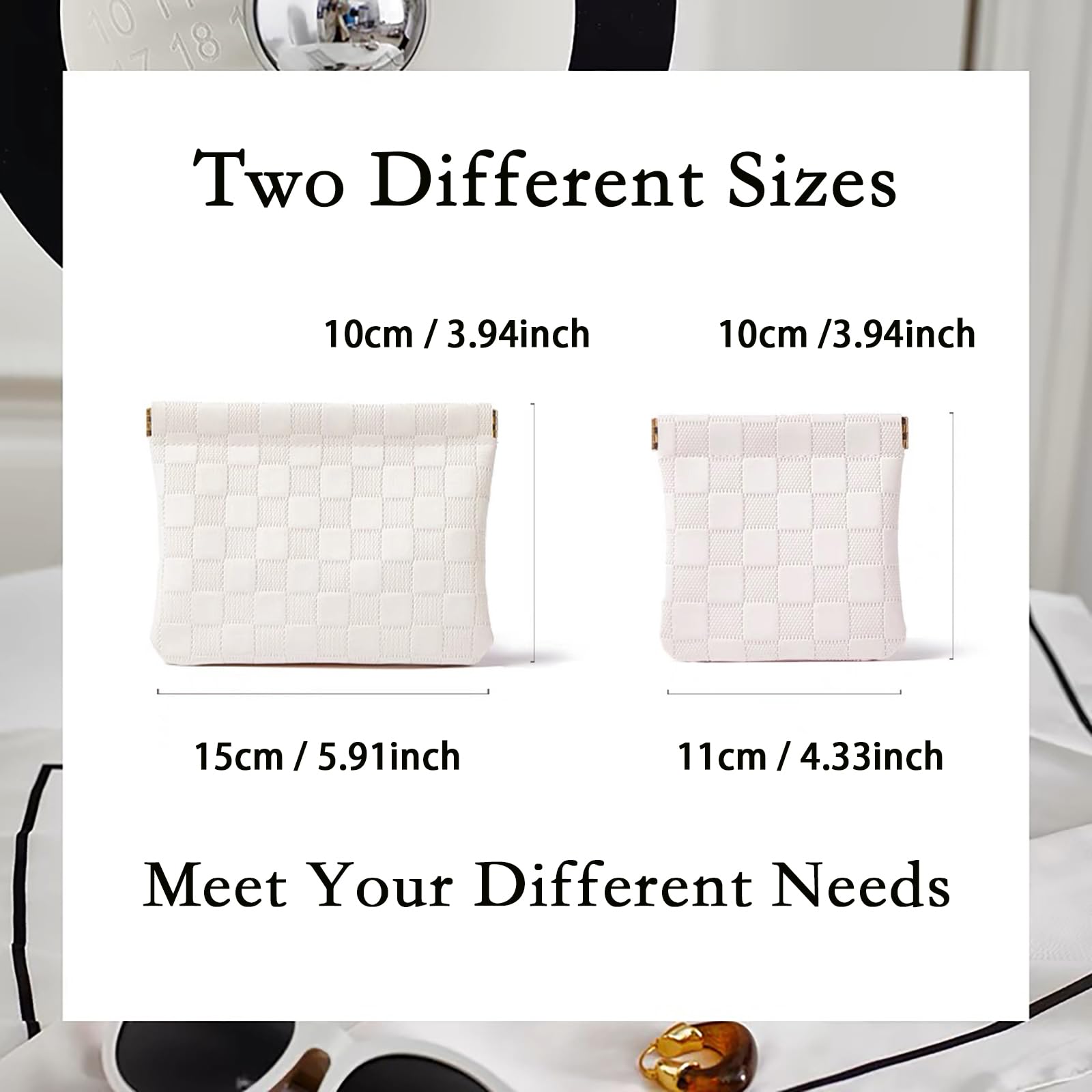 2 Pack Small Waterproof Makeup Bags for Women - Mini Cosmetic Pouch for Purse, Travel, Lipstick, Jewelry & Coin Storage - Portable Organizer Set (White) | Perfect for Everyday Carry, Gym & Travel Essentials