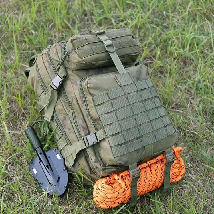 40L Tactical MOLLE Backpack - Military Bugout Rucksack with Hydration Bladder Compartment | Woodlands Camo, ACU, A-TACS | Perfect for Hiking, Camping & Outdoor Survival Gear