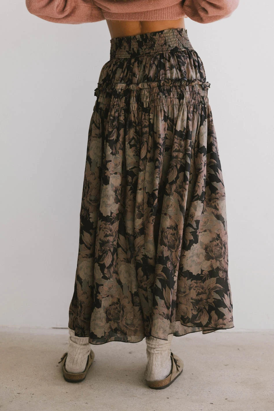 Black Heather Floral Maxi Skirt for Women | Boho Summer Beach Dress | Perfect for Vacations, Weddings & Casual Outings