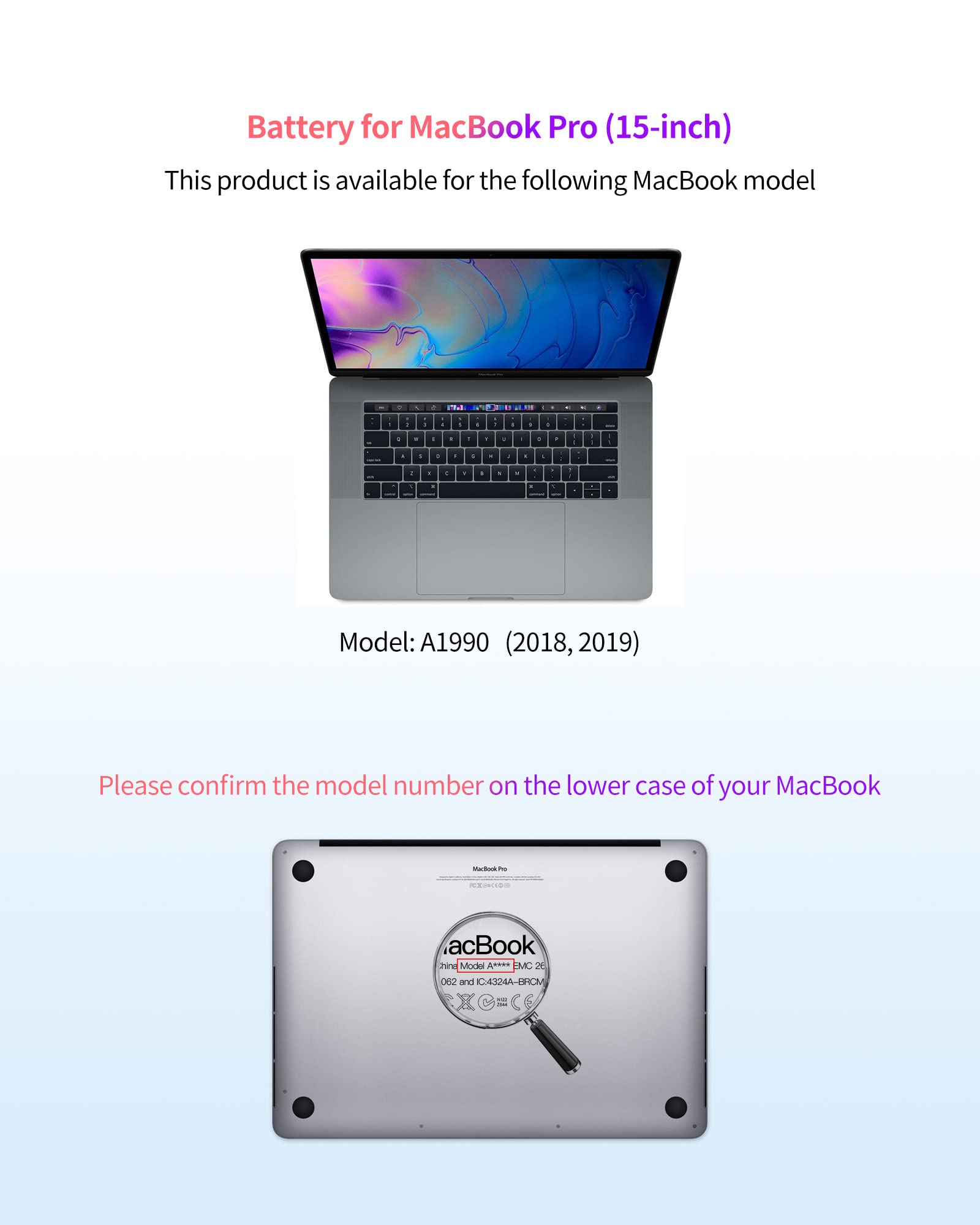 ASMARK A1990 Replacement Battery for MacBook Pro 15-inch (2018-2019 Model A1953) - High Capacity Laptop Battery for Extended Work & Creative Projects