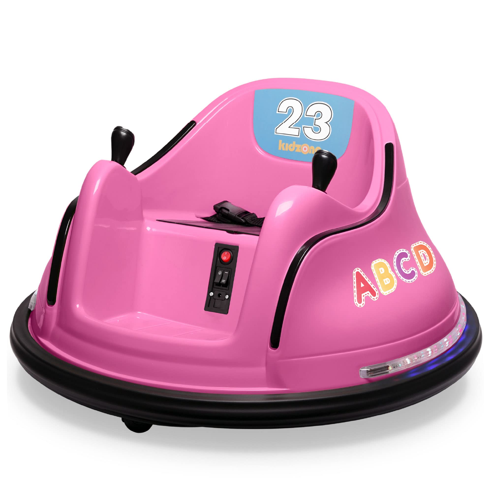 Kidzone 12V 2-Speeds Electric Ride On Bumper Car for Kids & Toddlers 1.5-6 Years Old - Remote Control, LED Lights, Bluetooth, 360° Spin - ASTM Certified Safe Bumper Toy for Indoor & Outdoor Play - Perfect Birthday Gift for Boys & Girls