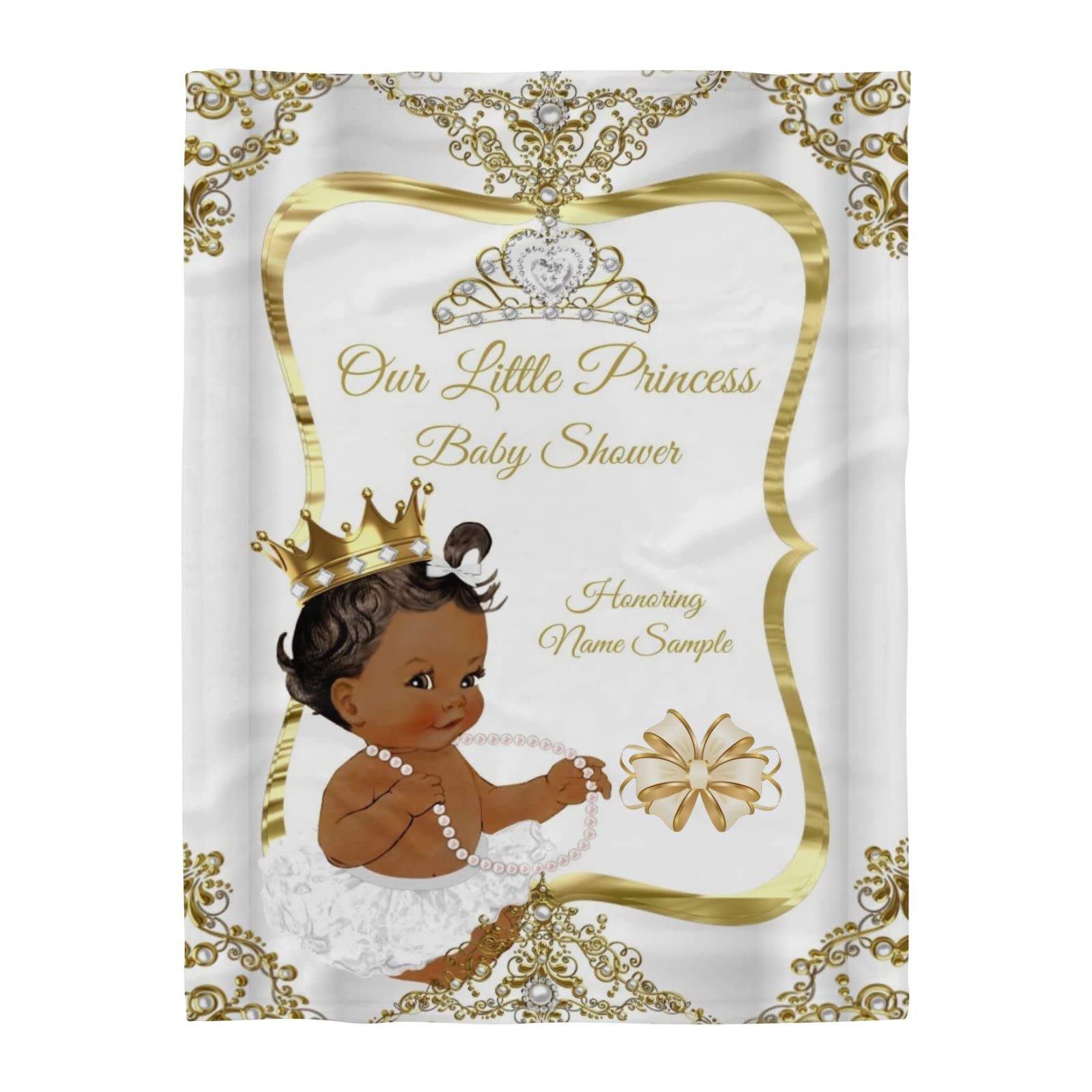 Customized Afro Girl Baby Shower Fleece Blanket with Name - 60x80 Inch Personalized Throw Blanket for Sofa, Bed, Nursery Decor - Perfect for Newborn Gifts, Wedding Presents & Cozy Home Use