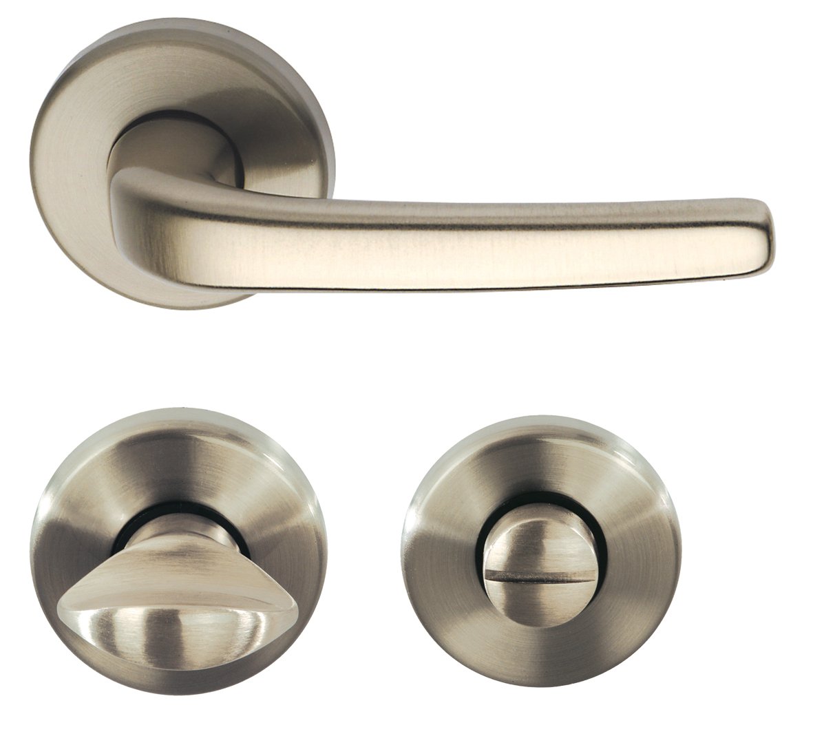 Brass Bathroom Door Handle Set - Satin Stainless Steel Door Knob & Fittings for Bathroom Doors | Modern Hardware for Home, Office & Commercial Spaces