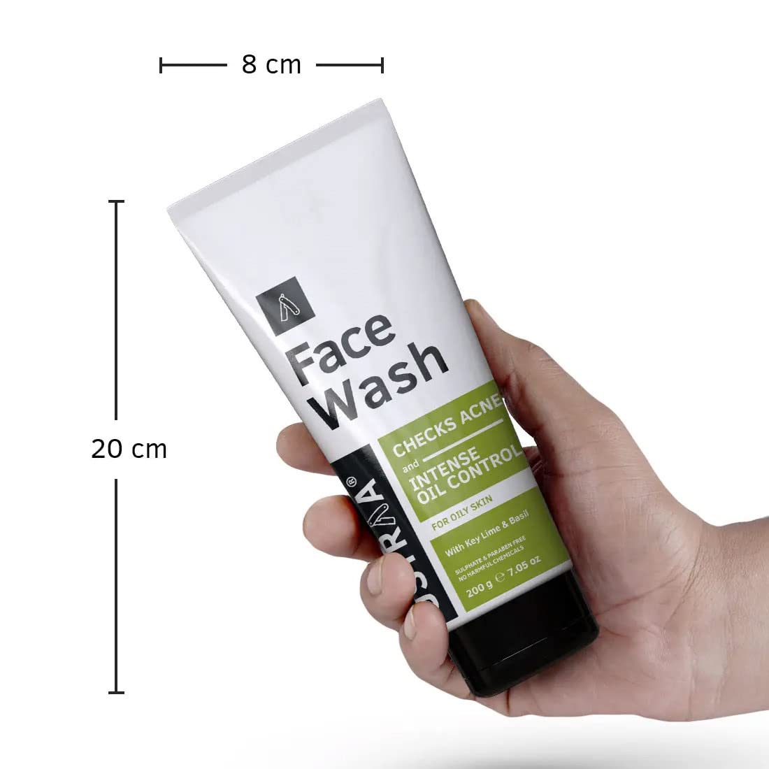 Ustraa Face Wash for Oily & Acne-Prone Skin - 2 x 100g Pack with Basil & Key Lime - SLS Free Formula Controls Excess Oil, Fights Acne & Blackheads - Deep Cleansing & Skin Repair - Perfect for Daily Skincare Routine & Post-Workout Refresh
