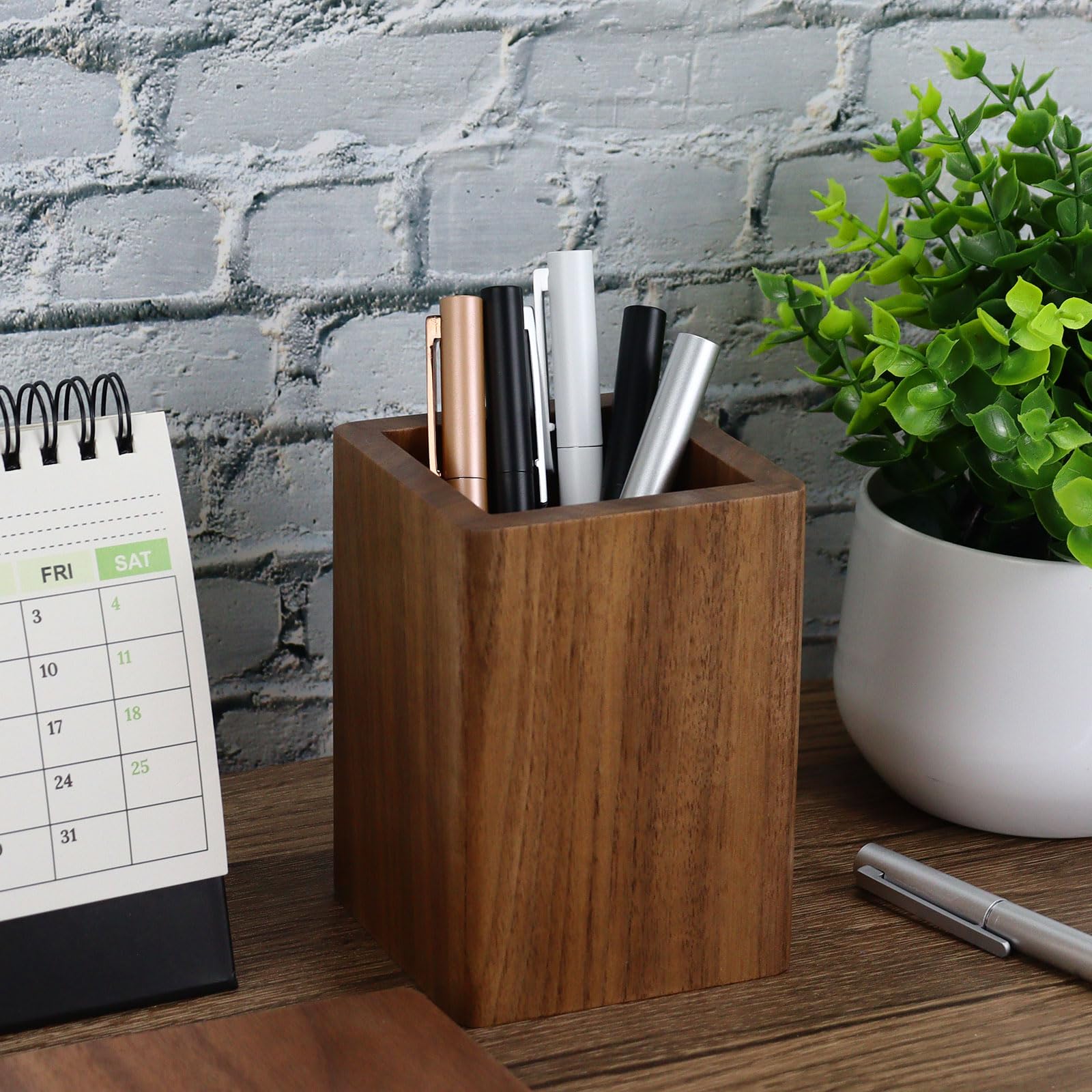 Premium Black Walnut Wood Pencil Holder - Handcrafted Desk Organizer for Pens, Pencils & Office Supplies | Stylish Wooden Storage Box for Home, Office & Workspace (Perfect Gift for Professionals & Students)